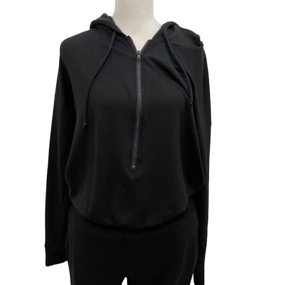 Beyond Yoga Jersey Knit Hooded Jogger Jumpsuit Playsuit Pockets Black size Large - Picture 3 of 10